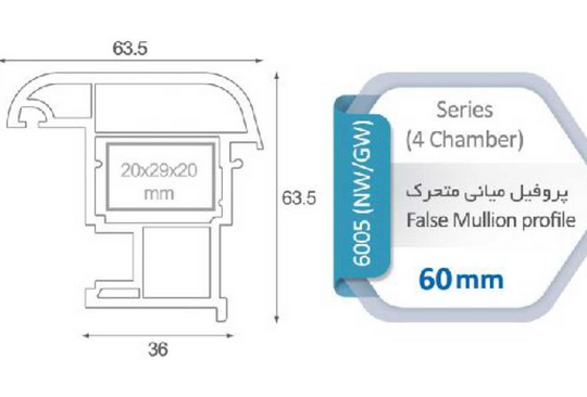 قیمت پروفیل میانی متحرک ۶۰mm سفید بدون لاستیک[هافمن]