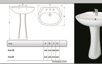 قیمت روشویی مدل آوا ۵۵ با پایه چینی رز[کمراد]