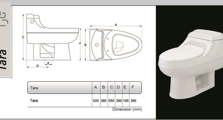 قیمت توالت فرنگی یک تکه مدل تارا درجه یک چینی رز[کمراد]