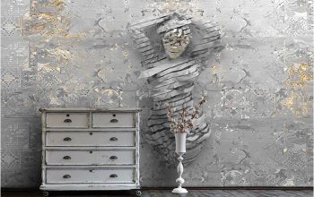 قیمت پوستر دیواری ۳ بعدی طرح مجسمه هنری کد AB-056