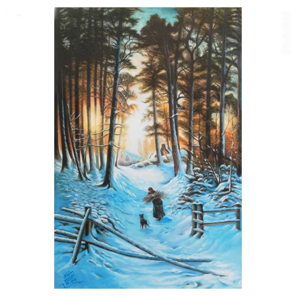 قیمت تابلو نقاشی رنگ روغن طرح غروب زمستان کد ۳