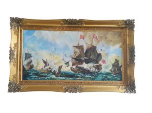 قیمت تابلو نقاشی رنگ روغن طرح کشتی جنگی