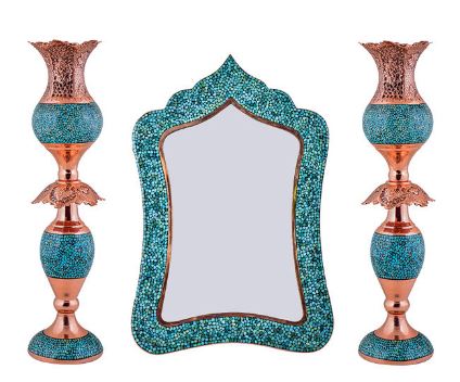 قیمت آینه و شمعدان فیروزه کوبی آقاجانی مدل عروس