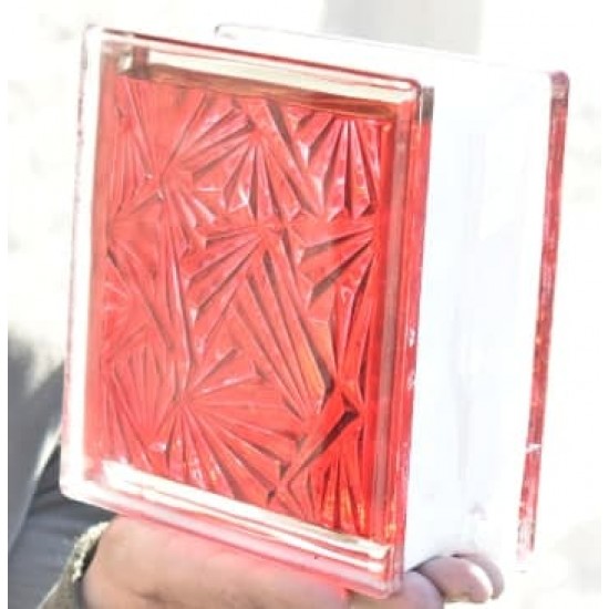 قیمت بلوک شیشه ای کاوه مدل گل یخ رنگ قرمز(تزریقی)