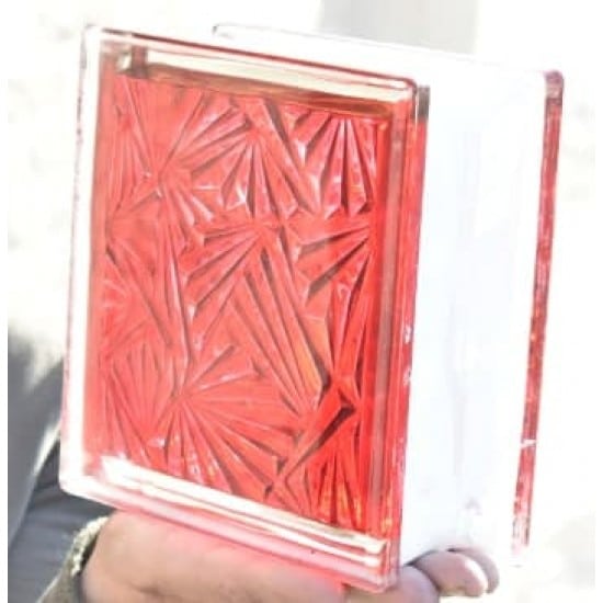 قیمت بلوک شیشه ای کاوه مدل گل یخ رنگ قرمز