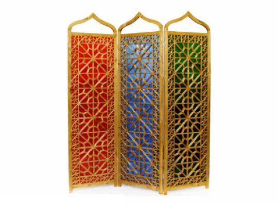 قیمت پارتیشن پاراوان شیشه رنگی چوبی سنتی [ساج]