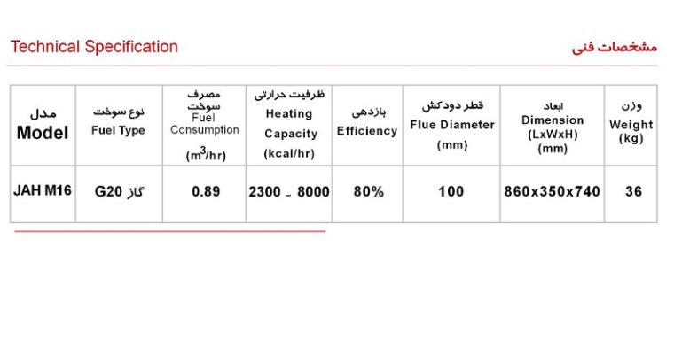 قیمت بخاری JAHM16[جهان افروز]